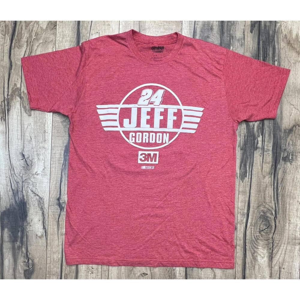 NASCAR Jeff Gordon 3M Red T-Shirt Large # 24 Hendrick Motorsports Double Sided.